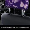 2 Pack Purple Butterflies Floral Print Universal Car Headrest Cover Elastic, Cute Stylish Car Seat Head Rest Cover Protector, Interior Front & Rear Seat Headrest Pads Decor For Womens Car Suv Auto view 4