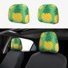 2 Pack Gold Pineapple Background Print Universal Car Headrest Cover Elastic, Cute Stylish Car Seat Head Rest Cover Protector, Interior Front & Rear Seat Headrest Pads Decor For Womens Car Suv Auto view 1
