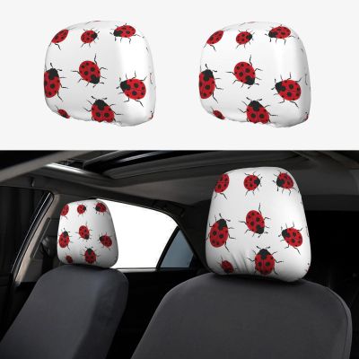 hgnblsip 2 Pack Ladybug Print Universal Car Headrest Cover Elastic, Cute Stylish Car Seat Head Rest Cover Protector, Interior Front & Rear Seat Headrest Pads Decor for Womens Car SUV Auto