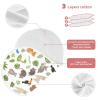 Qinllo Muslin Burp Cloths Jungle Animals Leaves Floral White Pattern Cotton Baby Burp Cloths 2 Pack Ultra Absorbent Soft Thick Burping Cloth for Newborn Baby Boys Girls 22"x11" view 3