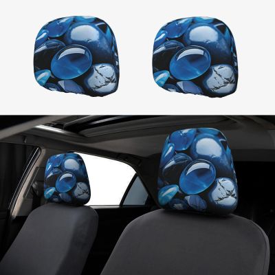 2 Pack Rain Drops Over Rock Print Universal Car Headrest Cover Elastic, Cute Stylish Car Seat Head Rest Cover Protector, Interior Front & Rear Seat Headrest Pads Decor For Womens Car Suv Auto