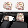 2 Pack Corgi Floral Flowers Print Universal Car Headrest Cover Elastic, Cute Stylish Car Seat Head Rest Cover Protector, Interior Front & Rear Seat Headrest Pads Decor For Womens Car Suv Auto view 1