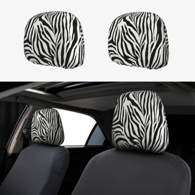 hgnblsip 2 Pack Zebra Print Print Universal Car Headrest Cover Elastic, Cute Stylish Car Seat Head Rest Cover Protector, Interior Front & Rear Seat Headrest Pads Decor for Womens Car SUV Auto