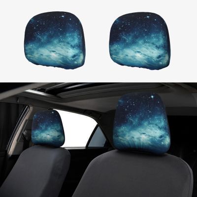 hgnblsip 2 Pack Galaxy Planet Print Universal Car Headrest Cover Elastic, Cute Stylish Car Seat Head Rest Cover Protector, Interior Front & Rear Seat Headrest Pads Decor for Womens Car SUV Auto