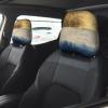 hgnblsip 2 Pack Gold Blue White Print Universal Car Headrest Cover Elastic, Cute Stylish Car Seat Head Rest Cover Protector, Interior Front & Rear Seat Headrest Pads Decor for Womens Car SUV Auto view 2
