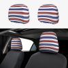 2 Pack Red Blue White Gray Stripes Print Universal Car Headrest Cover Elastic, Cute Stylish Car Seat Head Rest Cover Protector, Interior Front & Rear Seat Headrest Pads Decor For Womens Car Suv Auto view 1