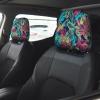 2 Pack Illustration Digital Art Leaf Print Universal Car Headrest Cover Elastic, Cute Stylish Car Seat Head Rest Cover Protector, Interior Front & Rear Seat Headrest Pads Decor For Womens Car Suv Auto view 2