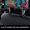 2 Pack Illustration Digital Art Leaf Print Universal Car Headrest Cover Elastic, Cute Stylish Car Seat Head Rest Cover Protector, Interior Front & Rear Seat Headrest Pads Decor For Womens Car Suv Auto view 4