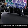 hgnblsip 2 Pack Mermaid Fish Scale Print Universal Car Headrest Cover Elastic, Cute Stylish Car Seat Head Rest Cover Protector, Interior Front & Rear Seat Headrest Pads Decor for Womens Car SUV Auto view 4