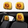 2 Pack Sunflower Hand Painted Floral Print Universal Car Headrest Cover Elastic, Cute Stylish Car Seat Head Rest Cover Protector, Interior Front & Rear Seat Headrest Pads Decor For Womens Car Suv Auto view 1