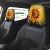 2 Pack Sunflower Hand Painted Floral Print Universal Car Headrest Cover Elastic, Cute Stylish Car Seat Head Rest Cover Protector, Interior Front & Rear Seat Headrest Pads Decor For Womens Car Suv Auto view 2