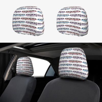 hgnblsip 2 Pack Monorail Train Print Universal Car Headrest Cover Elastic, Cute Stylish Car Seat Head Rest Cover Protector, Interior Front & Rear Seat Headrest Pads Decor for Womens Car SUV Auto