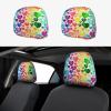 hgnblsip 2 Pack Rainbow Hearts Print Universal Car Headrest Cover Elastic, Cute Stylish Car Seat Head Rest Cover Protector, Interior Front & Rear Seat Headrest Pads Decor for Womens Car SUV Auto view 1