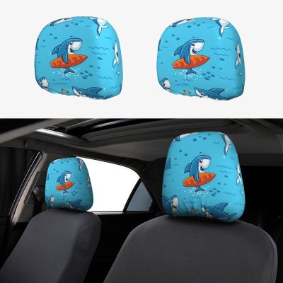 hgnblsip 2 Pack Undersea Whale Print Universal Car Headrest Cover Elastic, Cute Stylish Car Seat Head Rest Cover Protector, Interior Front & Rear Seat Headrest Pads Decor for Womens Car SUV Auto