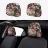 2 Pack Safflower Green Leaf Print Universal Car Headrest Cover Elastic, Cute Stylish Car Seat Head Rest Cover Protector, Interior Front & Rear Seat Headrest Pads Decor For Womens Car Suv Auto view 1