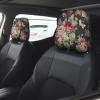 2 Pack Safflower Green Leaf Print Universal Car Headrest Cover Elastic, Cute Stylish Car Seat Head Rest Cover Protector, Interior Front & Rear Seat Headrest Pads Decor For Womens Car Suv Auto view 2