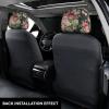 2 Pack Safflower Green Leaf Print Universal Car Headrest Cover Elastic, Cute Stylish Car Seat Head Rest Cover Protector, Interior Front & Rear Seat Headrest Pads Decor For Womens Car Suv Auto view 3