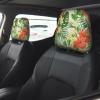 2 Pack Hojas Tropicales Y Flores Print Universal Car Headrest Cover Elastic, Cute Stylish Car Seat Head Rest Cover Protector, Interior Front & Rear Seat Headrest Pads Decor For Womens Car Suv Auto view 2
