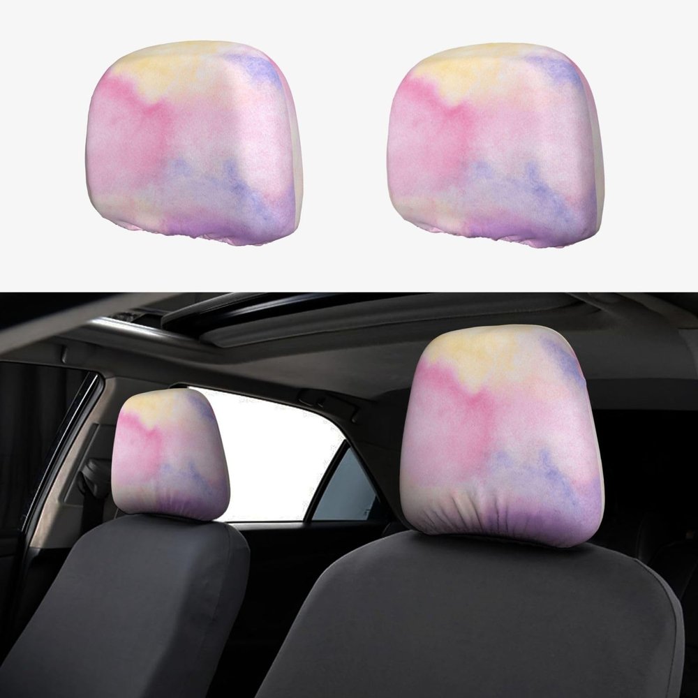 hgnblsip 2 Pack Rainbow. Print Universal Car Headrest Cover Elastic, Cute Stylish Car Seat Head Rest Cover Protector, Interior Front & Rear Seat Headrest Pads Decor for Womens Car SUV Auto