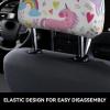 hgnblsip 2 Pack Unicorns Pink Print Universal Car Headrest Cover Elastic, Cute Stylish Car Seat Head Rest Cover Protector, Interior Front & Rear Seat Headrest Pads Decor for Womens Car SUV Auto view 4