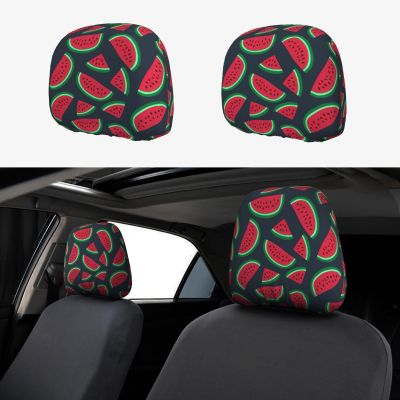 hgnblsip 2 Pack Red Watermelon Print Universal Car Headrest Cover Elastic, Cute Stylish Car Seat Head Rest Cover Protector, Interior Front & Rear Seat Headrest Pads Decor for Womens Car SUV Auto