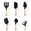 POMIKU Toddler Gardening Set 6 Wooden Handle Metal Tools for Kids, Montessori Outdoor Play Includes Shovel, Rake, Fork, Scoop & Sand Bucket Shovel Beach and Dirt Digging Toys for Boys & Girls view 3