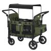 Stroller Wagon for 4 Kids, Premium Quad Stroller Wagon with 4 Convertible Seats, Adjustable Push/Pull Handles, 5-Point Harness Belt, Snack Tray, Removable Canopy & Flat Fold, One-Step Brake, Green view 1