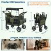 Stroller Wagon for 4 Kids, Premium Quad Stroller Wagon with 4 Convertible Seats, Adjustable Push/Pull Handles, 5-Point Harness Belt, Snack Tray, Removable Canopy & Flat Fold, One-Step Brake, Green view 2