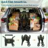 Stroller Wagon for 4 Kids, Premium Quad Stroller Wagon with 4 Convertible Seats, Adjustable Push/Pull Handles, 5-Point Harness Belt, Snack Tray, Removable Canopy & Flat Fold, One-Step Brake, Green view 3