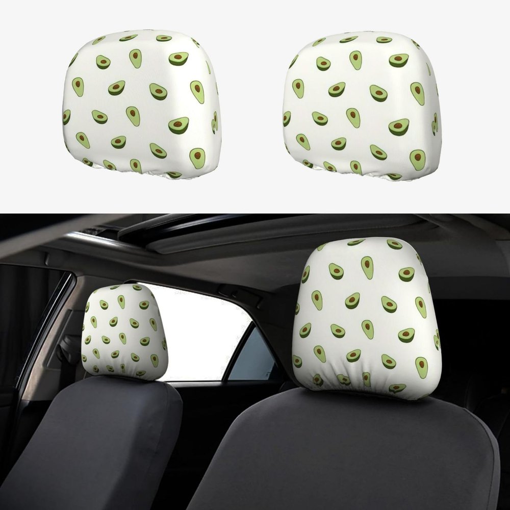 hgnblsip 2 Pack Avocado Print Universal Car Headrest Cover Elastic, Cute Stylish Car Seat Head Rest Cover Protector, Interior Front & Rear Seat Headrest Pads Decor for Womens Car SUV Auto