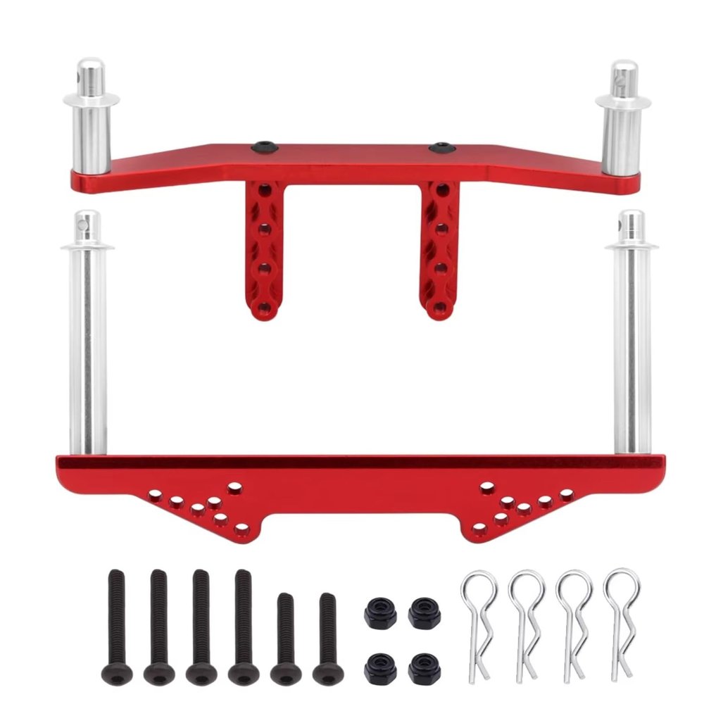 RC Spare Part Compatible with Traxxas for Slash 2WD for Stampede for VXL 1/10 RC Car Parts Aluminum Alloy Front and Rear Body Mounts with Body Struts(Red)