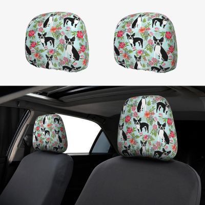 hgnblsip 2 Pack Dog Print Universal Car Headrest Cover Elastic, Cute Stylish Car Seat Head Rest Cover Protector, Interior Front & Rear Seat Headrest Pads Decor for Womens Car SUV Auto
