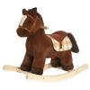 Rock My Baby Rocking Horse for Toddlers 18M+, Dark Brown Plush Ride-On Horse Toy with Realistic Galloping Sounds, Upgraded Wooden Rocker for Boys and Girls view 1