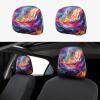 2 Pack Abstract Music Themed Print Universal Car Headrest Cover Elastic, Cute Stylish Car Seat Head Rest Cover Protector, Interior Front & Rear Seat Headrest Pads Decor For Womens Car Suv Auto view 1
