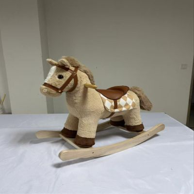 Rock My Baby Rocking Horse, Light Brown Horse Rocker for Toddlers 18M+, Plush Ride on Horse Toy with Realistic Sound,Update Design,CPC Certified