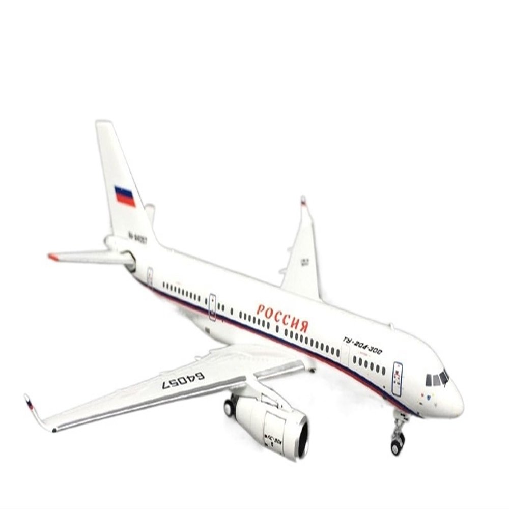 ALHROEUO Miniature Scale 1/400 for Russian Government Business Jet Tu204-300 Passenger Plane Model Alloy Static Aircraft Flying Toy Game Kits