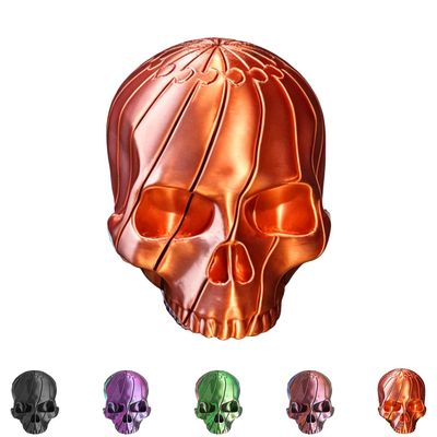 3D Printed Twisty Skull Fidget Toy, 3D Printed Skeleton, Rotating Clicker Fidget, Skull Sensory Toy for Stress Relief, Pocket Quiet Desk Fidget, Halloween Gothic Novelty Gift