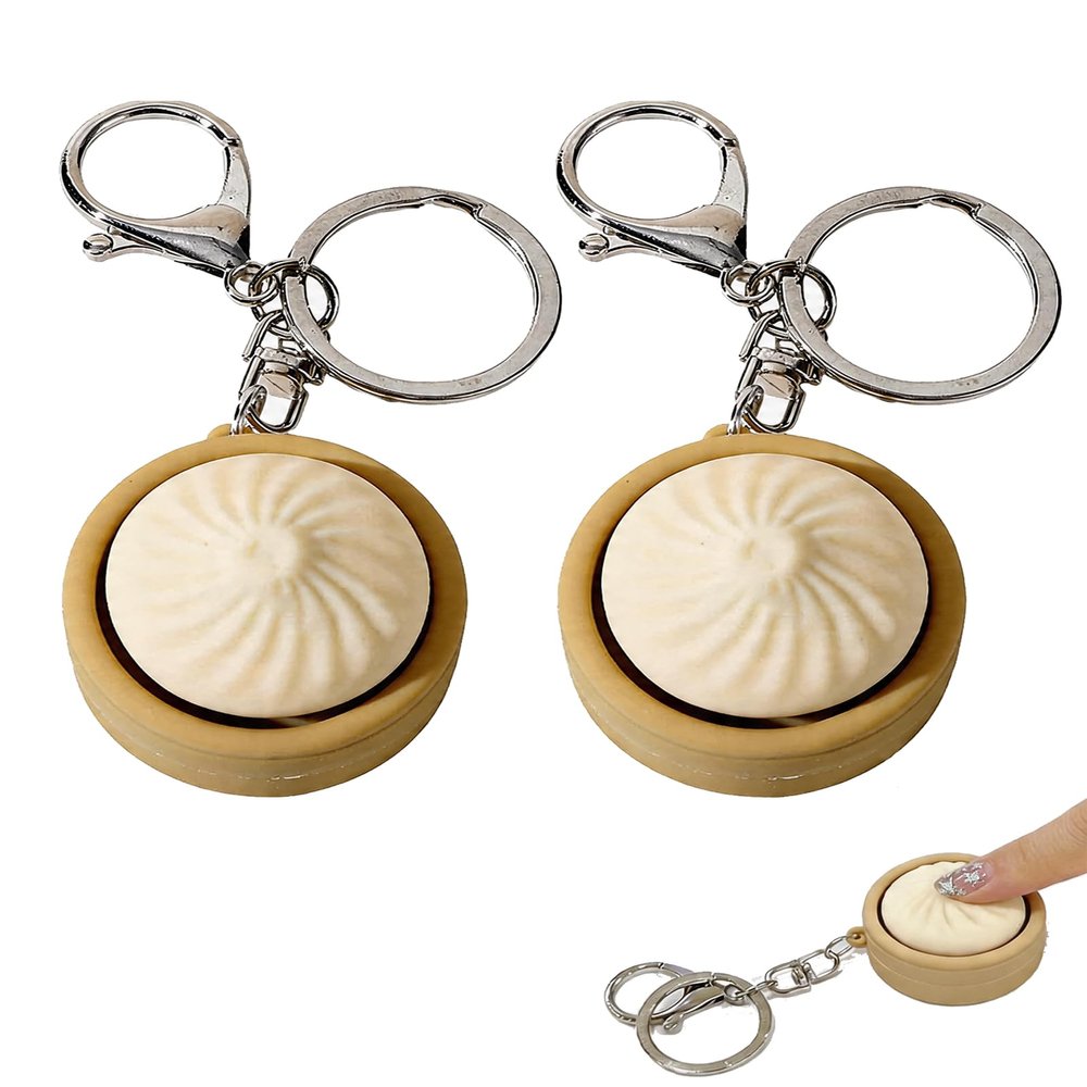 2 Pack Dumpling Keyboard Fidget Toy, Portable Button Clicker Keychain for Adult Stress Relief for Office Desk & Backpack, Funny Gift for Friend