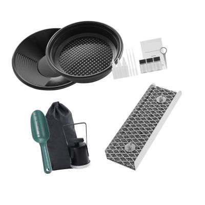 BAFOVY Portable Gold Sluice Box 12 Inch, Aluminum Alloy Gold Panning Trough with Prospecting Pan Sieve Kit and Drawstring Backpack for River Creek Mining Kit