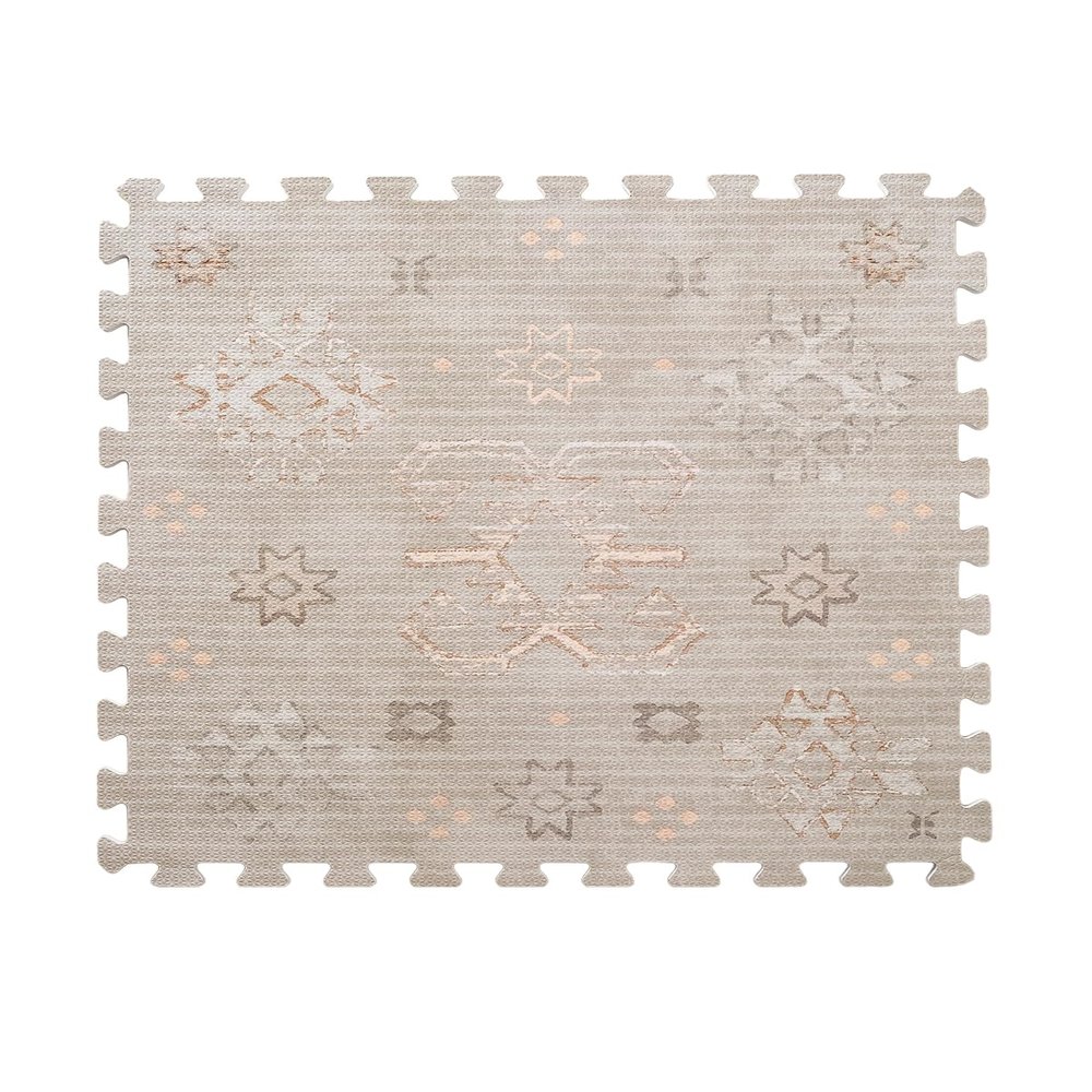 House of Noa Play Mat 4x8 Husk Dallas Set of 8 Tiles EVA Foam Play Mat for Floor, Soft Interlocking Mats for Hard Floors