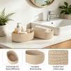 Dahey Mini Woven Storage Baskets for Organizing, 3 Pack Small Oval Beige view 4
