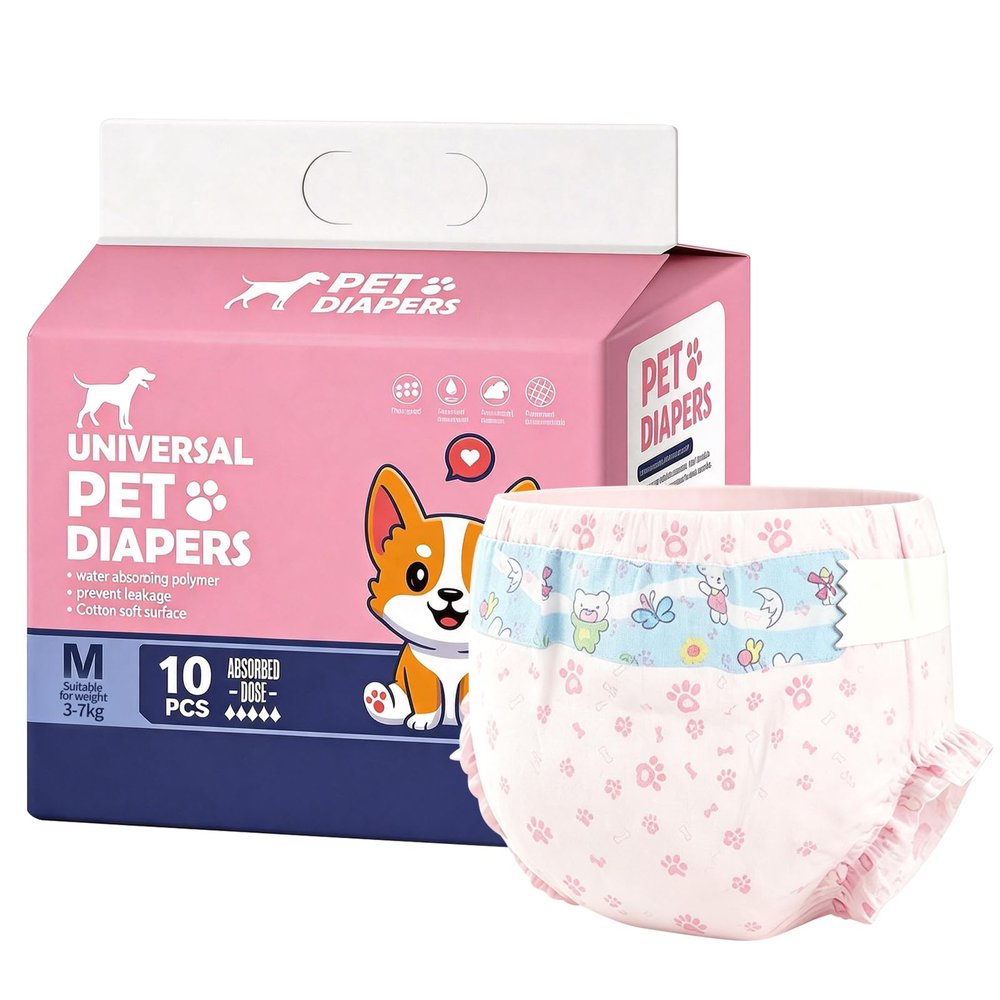 Pet Diapers, Goat Diapers for Females,M Waist Size 28-48/10 Pieces All-Absorb Disposable Secure Fit, Breathable Absorbency, Leak Guard, Cute Patterns, Stays Dry Longer, Goats to Move Freely Indoors