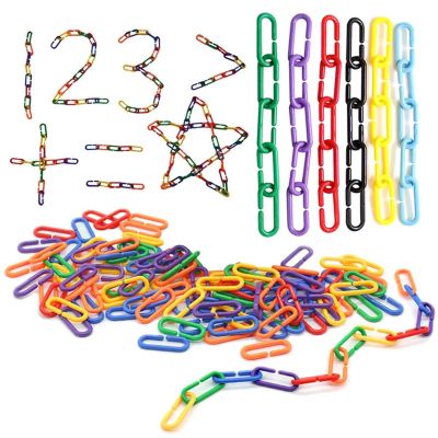 Alianm Plastic C Clips Hooks Chain Links 800Pcs Geometric Chain Linked Buckle Building Block Educational Toys Rainbow Connected Buckle Color Cognitive Educational Toys