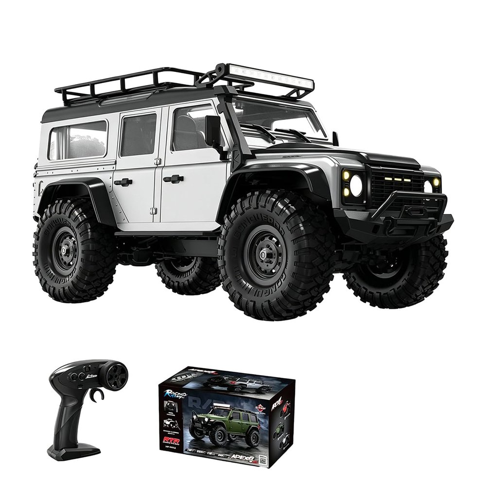 Actualia 1/16 Scale Full Proportional RC Crawler, 2.4GHz 4WD Off-Road Rock Climbing Truck with LED Multi-Mode Lights, 9KG Metal Gear Servo, High-Torque RC Car Toy Gift for All Terrain (R1609/Grey)