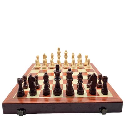 12in Foldable Wooden Chess Set, Portable Travel Chess Board Game with Built-in Storage Slots, Standard Staunton Solid Wood Chess Pieces, Educational Strategy Board Game for Adults KidsNon-Magnetic