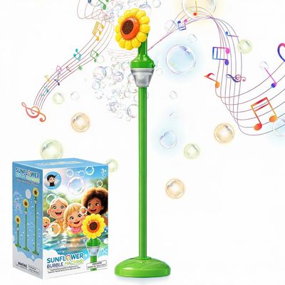 Automatic Bubble Machine Adult, 2026 New Standing Bubble Blower with Lights and Music, Bubble Torch Tower Adjustable Height Bubble Stand Maker for Birthday Party Wedding Outdoor Garden Patio (Yellow)