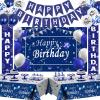 Blue Birthday Decorations for Men Boys, White Navy Blue Party Decorations view 1