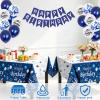 Blue Birthday Decorations for Men Boys, White Navy Blue Party Decorations view 3