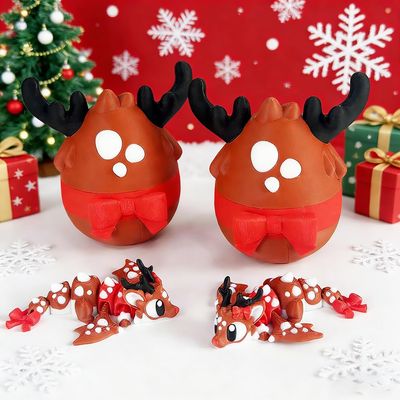 3D Printing Cute Nerd Christmas Dragon + Dragon Egg Model Plastic Ornament Desktop Decoration Sculpture Ornaments Festival Gifts