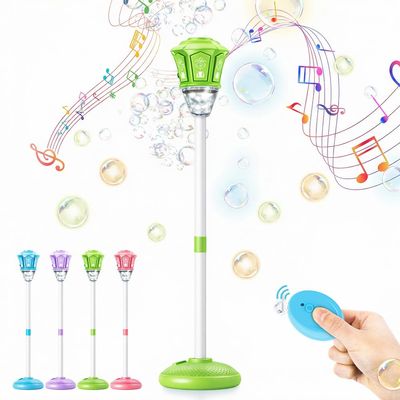 Street Lamp Bubble Machine, 2026 New Automatic Bubble Machine Stand with Light Music, Adjustable Standing Bubble Maker Blower Torch-Shaped for Outdoor Party Birthday Wedding (Green)
